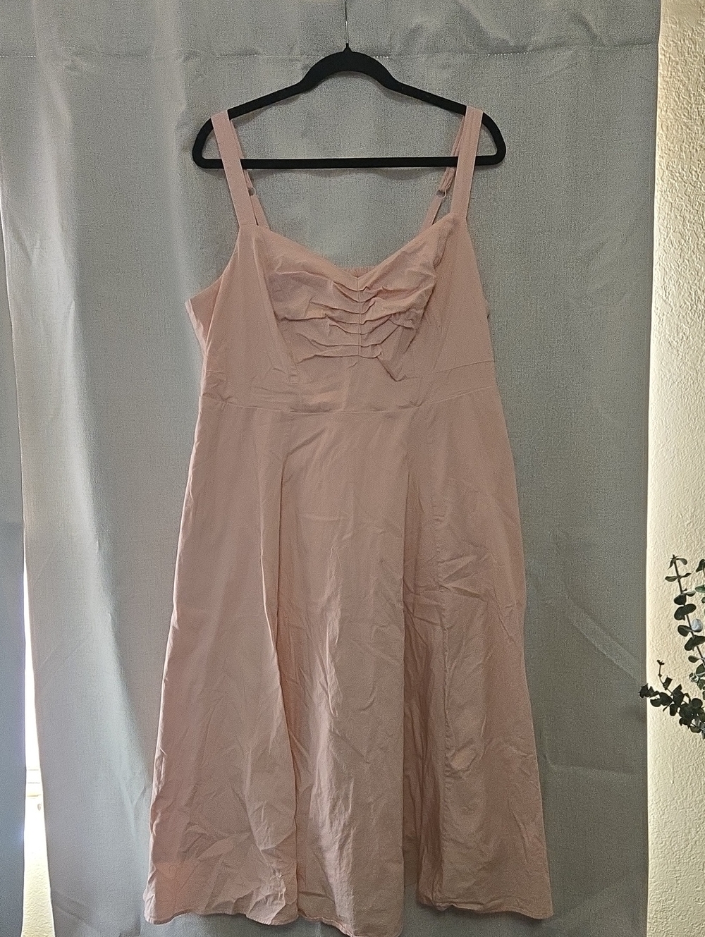 Torrid Blush Pink Midi Sundress with Ruched Bodice